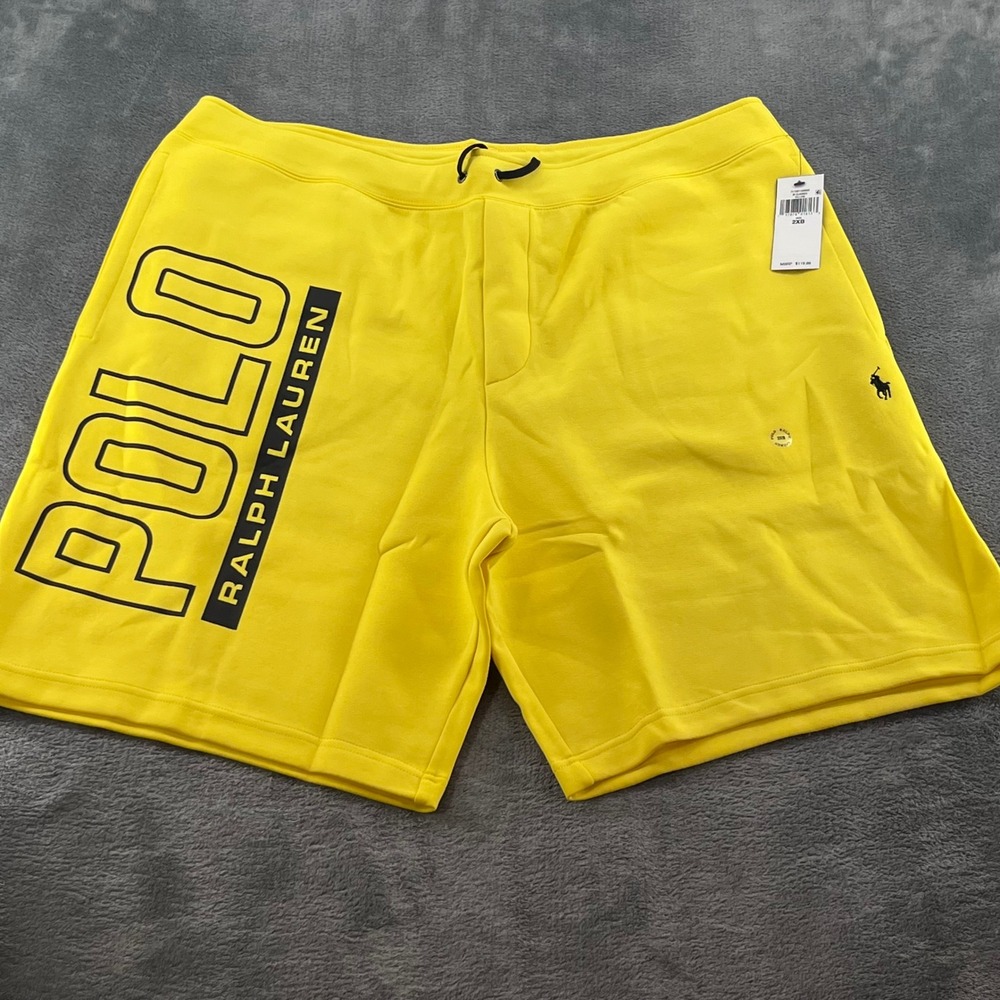Polo Ralph Lauren Mens Yellow Graphic Logo Fleece Shorts 2XB NWT 711901169002
